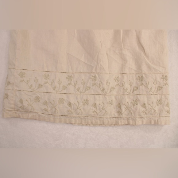 100%‎ Linen Women's 8 Old Navy Embroidered Floral Cream Pencil Skirt - Picture 2 of 10